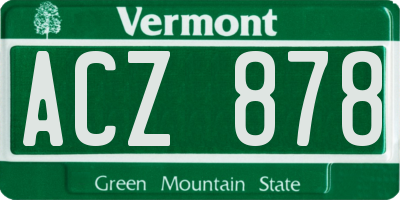 VT license plate ACZ878