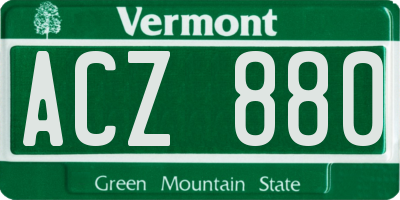 VT license plate ACZ880