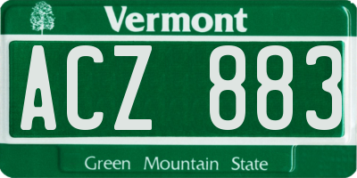 VT license plate ACZ883