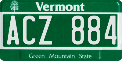 VT license plate ACZ884