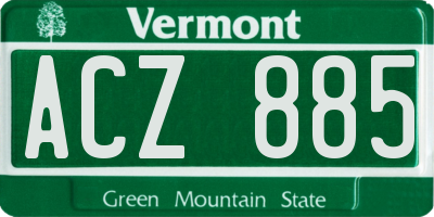 VT license plate ACZ885