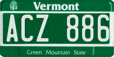 VT license plate ACZ886