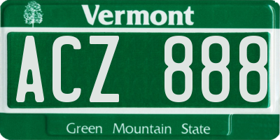 VT license plate ACZ888