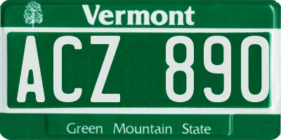 VT license plate ACZ890