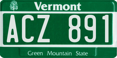 VT license plate ACZ891