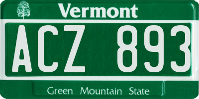 VT license plate ACZ893