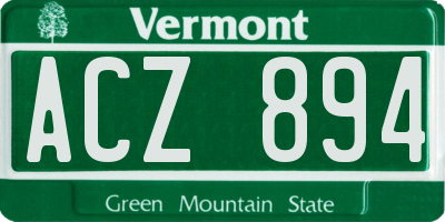 VT license plate ACZ894