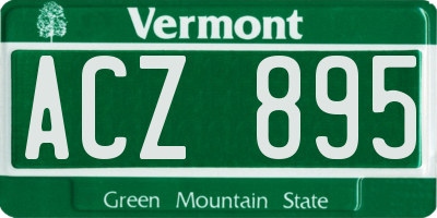VT license plate ACZ895