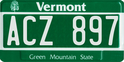 VT license plate ACZ897
