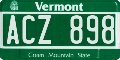 VT license plate ACZ898
