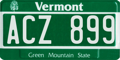 VT license plate ACZ899