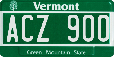 VT license plate ACZ900