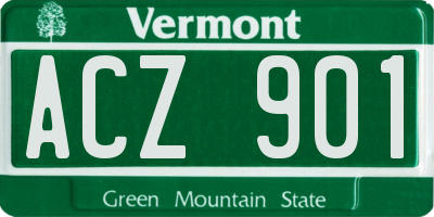VT license plate ACZ901