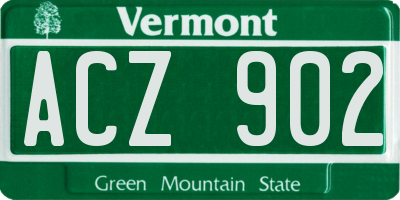 VT license plate ACZ902