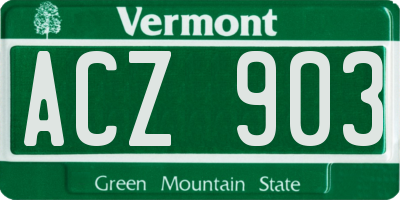 VT license plate ACZ903