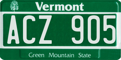 VT license plate ACZ905