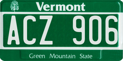 VT license plate ACZ906