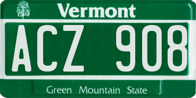 VT license plate ACZ908