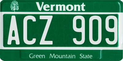 VT license plate ACZ909
