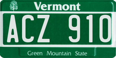 VT license plate ACZ910