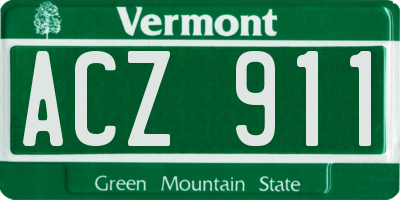 VT license plate ACZ911