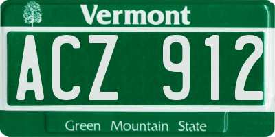 VT license plate ACZ912