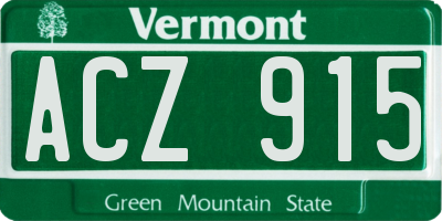 VT license plate ACZ915