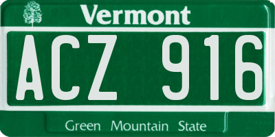 VT license plate ACZ916