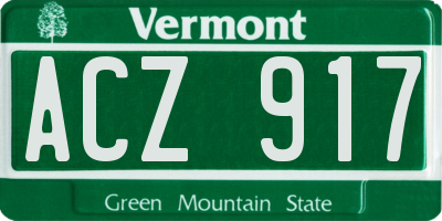 VT license plate ACZ917