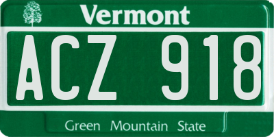 VT license plate ACZ918