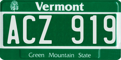 VT license plate ACZ919