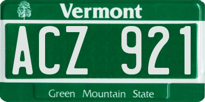 VT license plate ACZ921