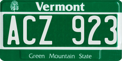 VT license plate ACZ923
