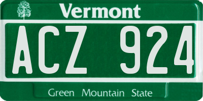 VT license plate ACZ924