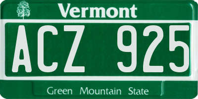 VT license plate ACZ925