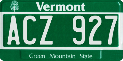 VT license plate ACZ927