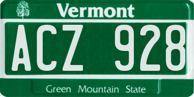 VT license plate ACZ928