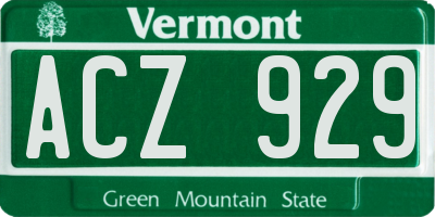 VT license plate ACZ929