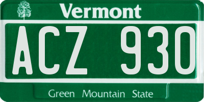 VT license plate ACZ930