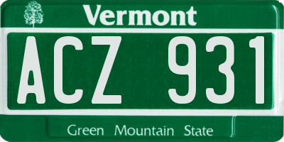 VT license plate ACZ931