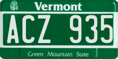 VT license plate ACZ935