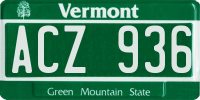 VT license plate ACZ936