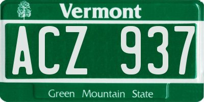 VT license plate ACZ937