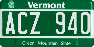 VT license plate ACZ940