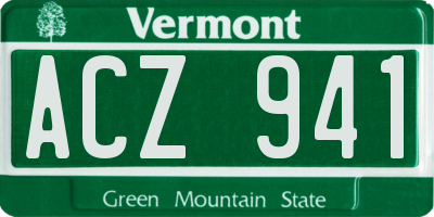 VT license plate ACZ941