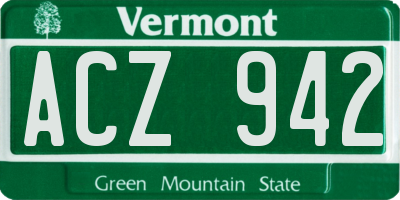 VT license plate ACZ942
