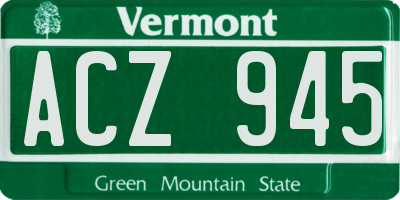 VT license plate ACZ945