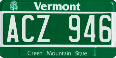 VT license plate ACZ946