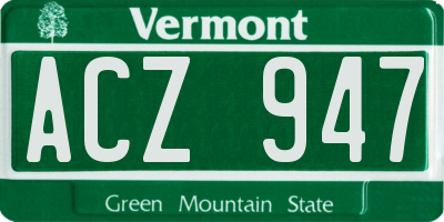 VT license plate ACZ947