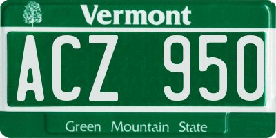 VT license plate ACZ950